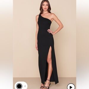 Lulu's Black Asymmetrical One-Shoulder Dress